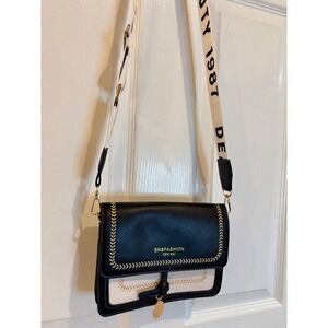 Black & White Crossbody Bag with Beige Strap SN&Fashion Shoulder Purse